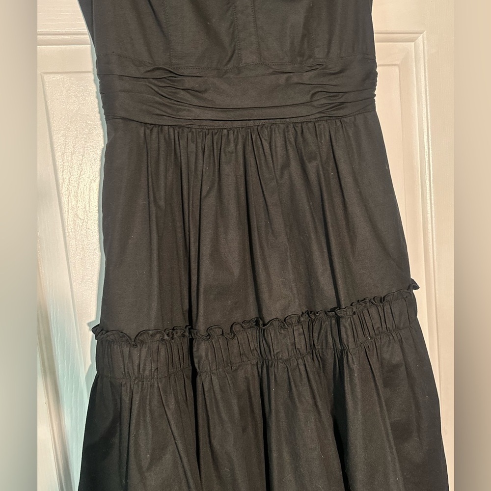 Kay Unger black cotton poplin dress with ruffles, size 4 - Picture 5 of 9